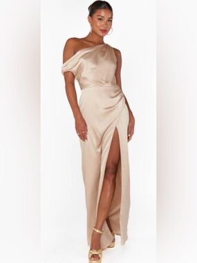 Show me your mumu champagne luxe satin dress